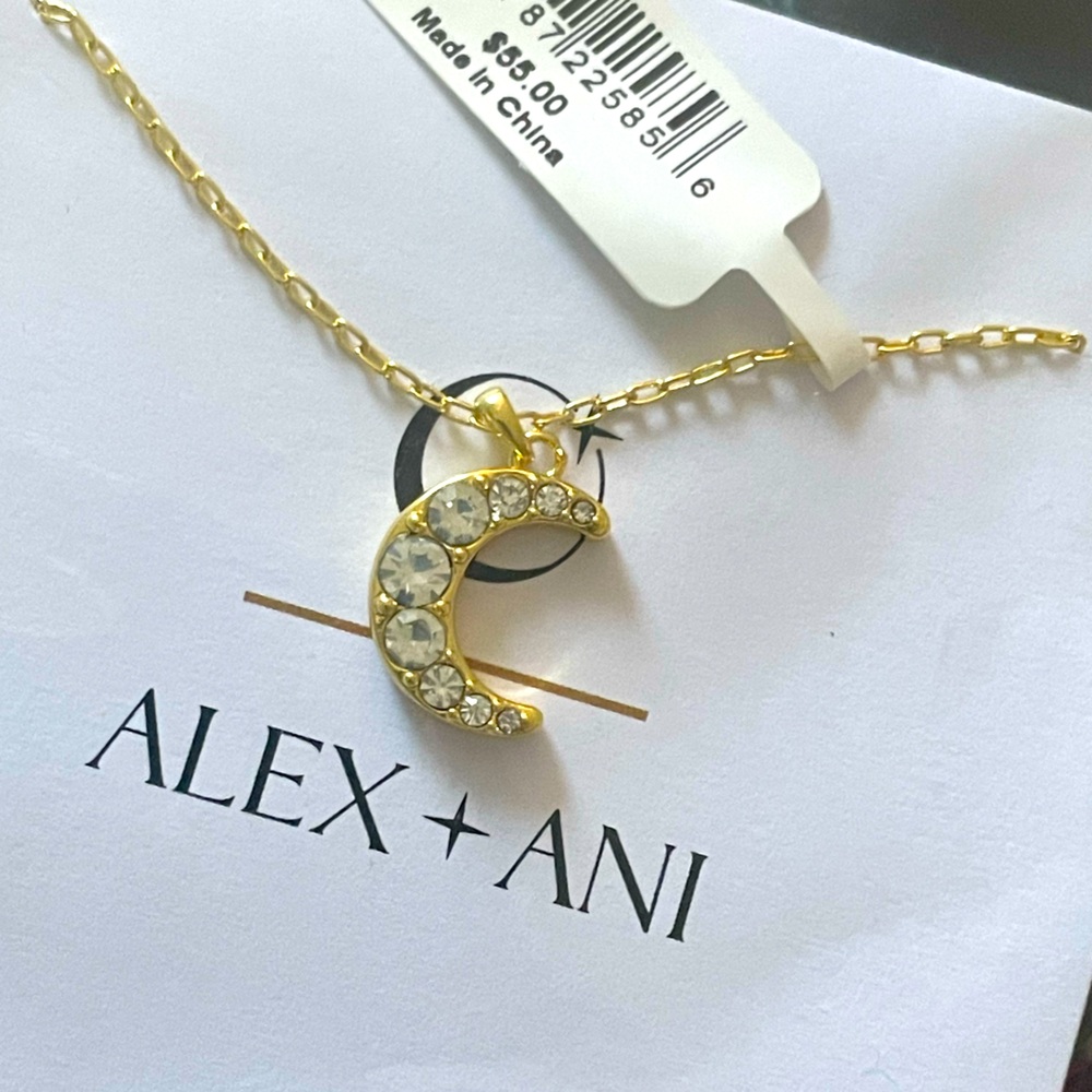 NWT Alex and Ani Moon and Crystal Necklace